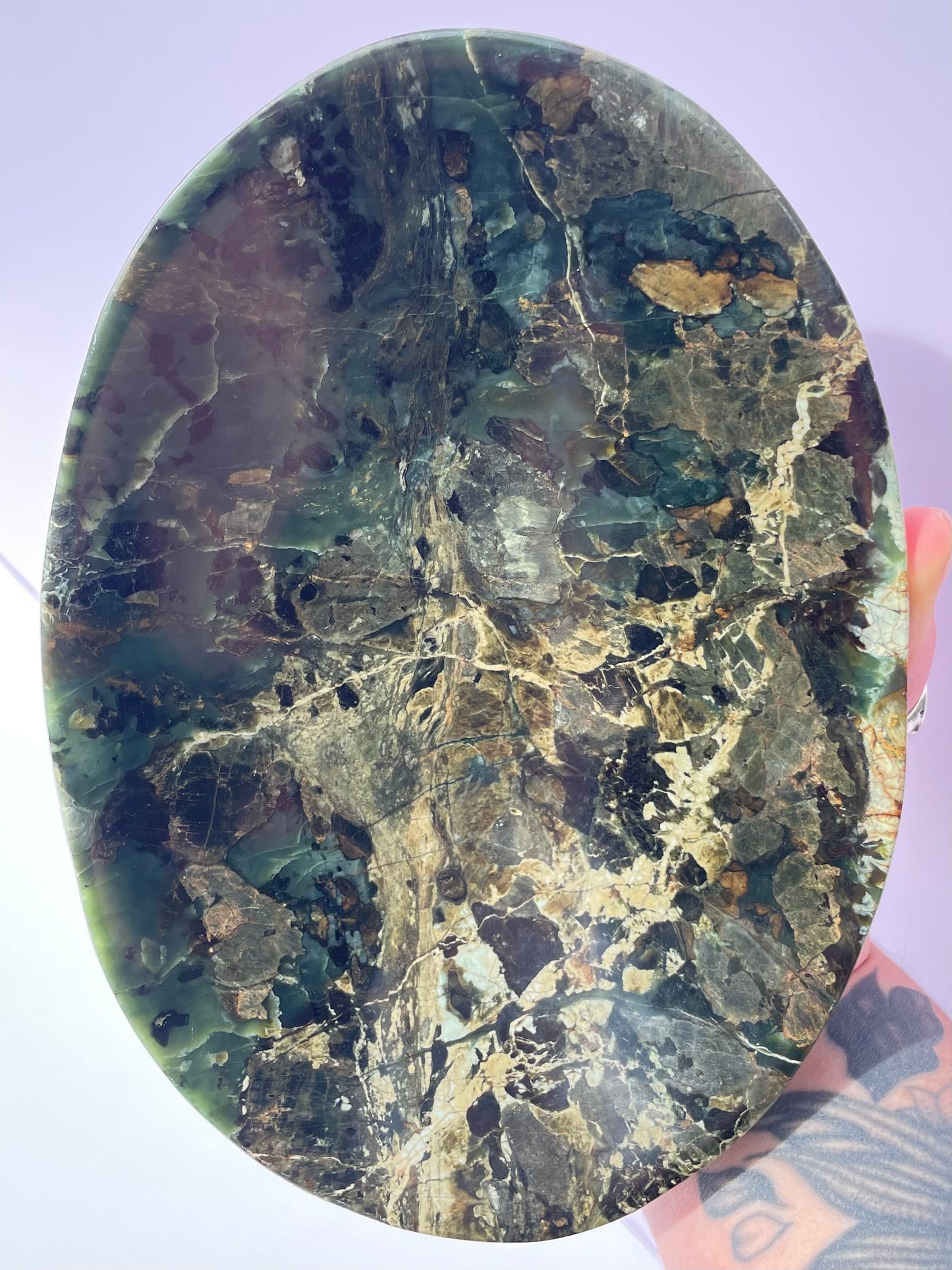 Tasmanian Serpentine Pyroxene entirely carved bowl