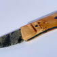 Tasmanian Jade & Black Magnetite knife with birdseye Huon Pine, Serpentine Pyroxene & Sapphire handle