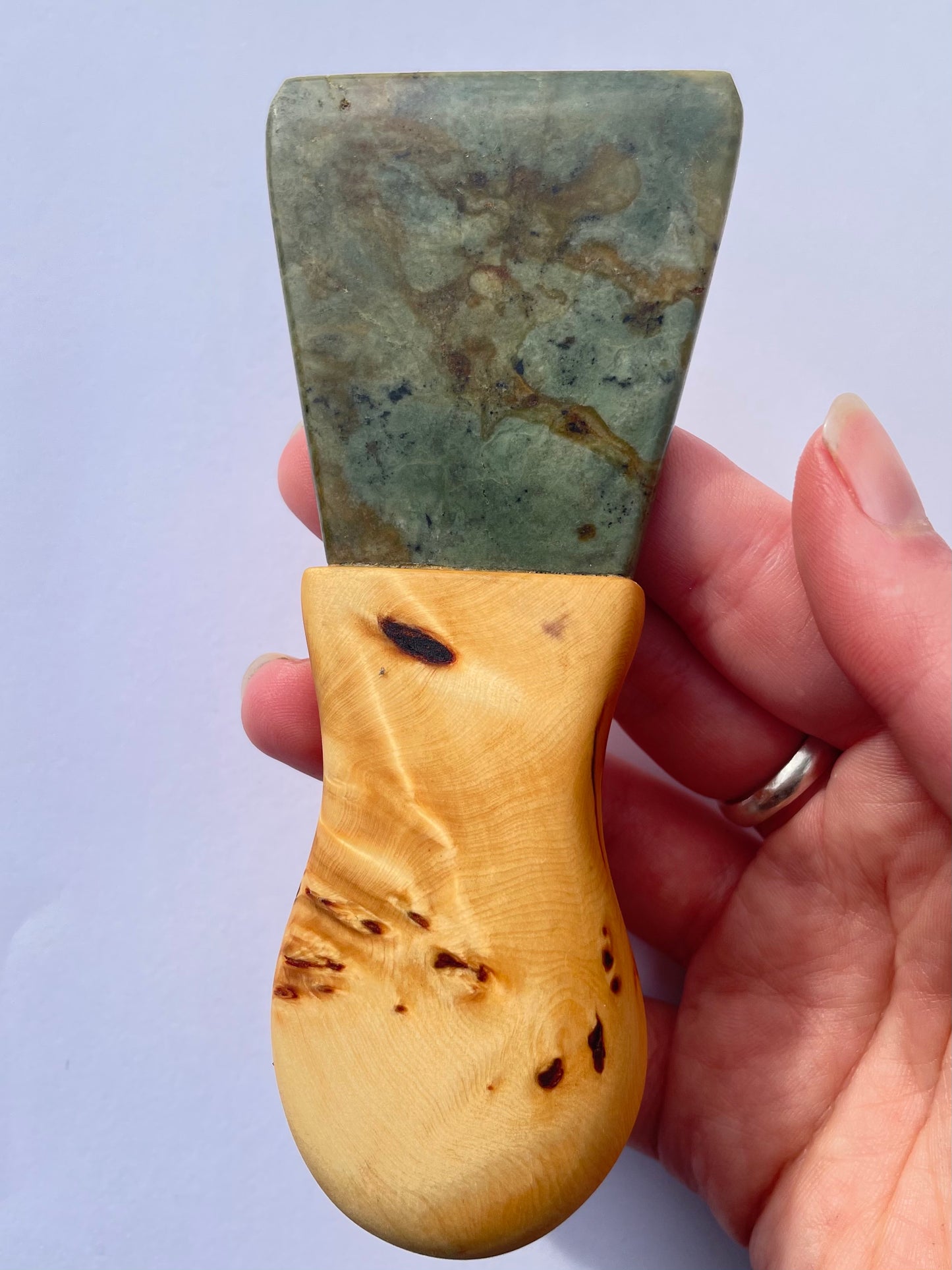 Tasmanian Jade & Birdseye Huon Pine cheese blade