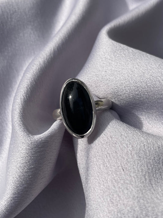 Tasmanian Black Magnetite sterling silver ring