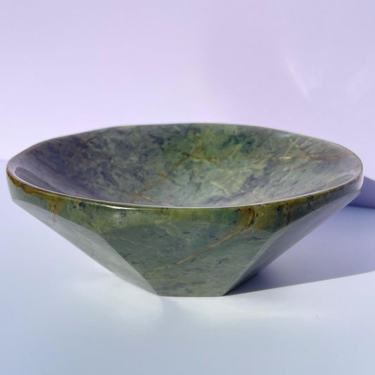 Tasmanian Jade entirely carved bowl