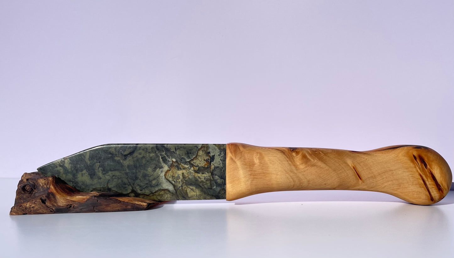 XL Tasmanian Jade & Birdseye Huon Pine knife