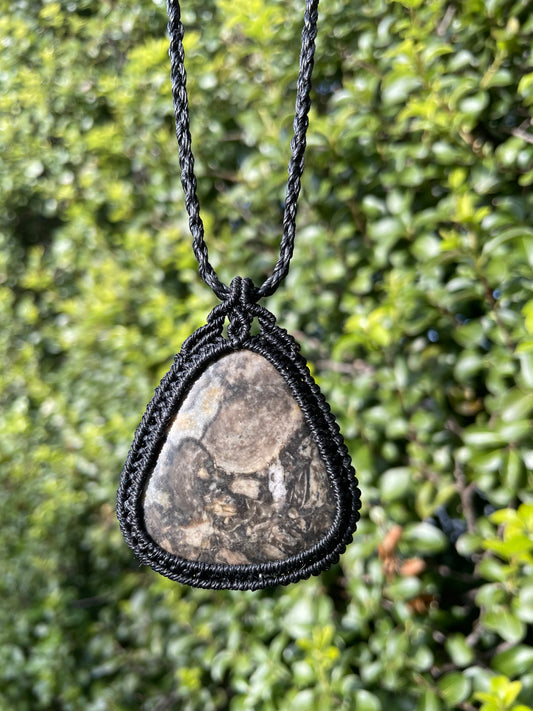 Tasmanian conglomerate Jasper macrame necklace