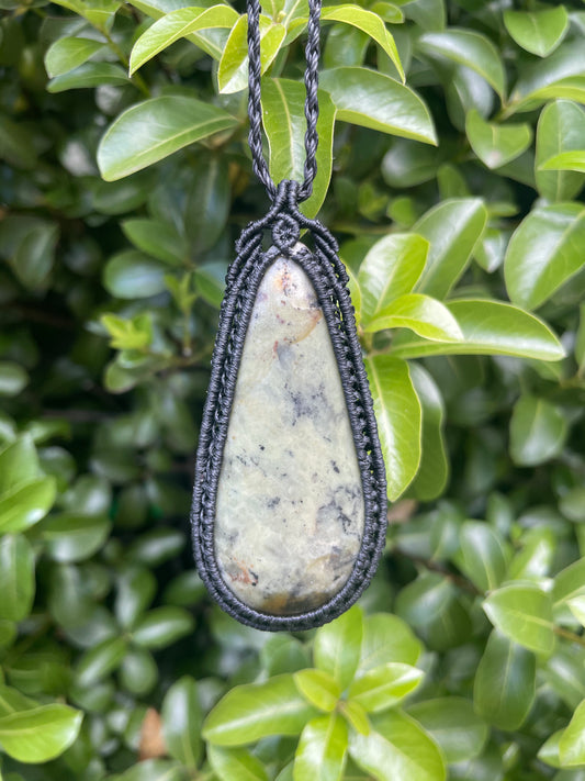 Tasmanian Jade & Black Magnetite macrame necklace