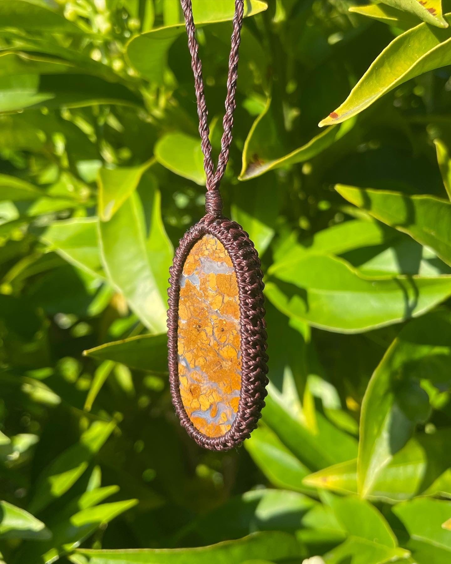 Double sided Tasmanian Brecciated Jasper & Agate macrame necklace