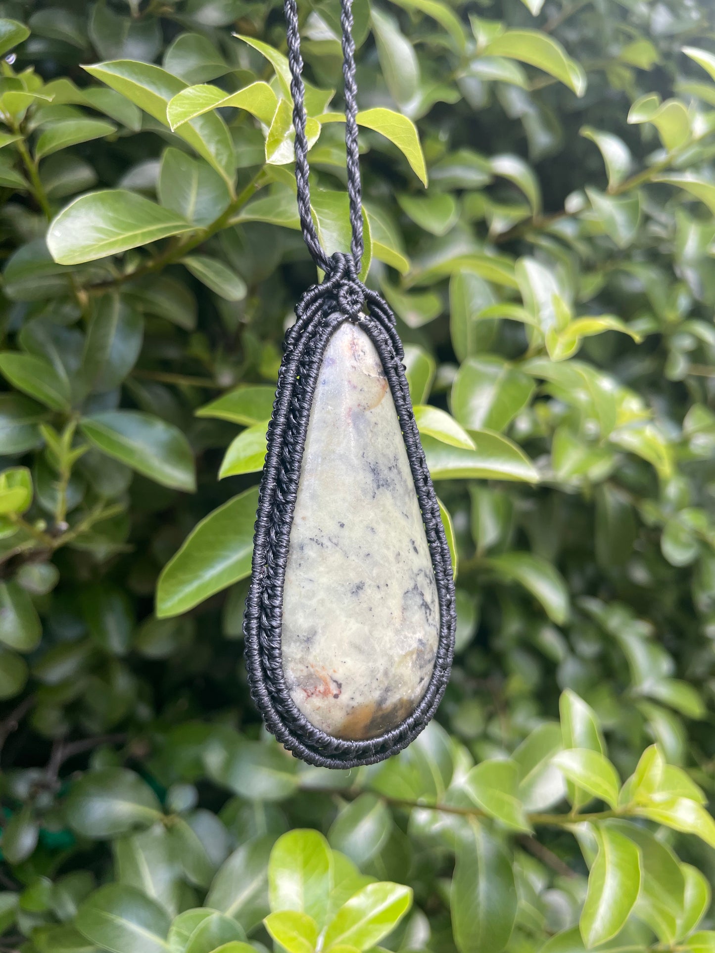 Tasmanian Jade & Black Magnetite macrame necklace